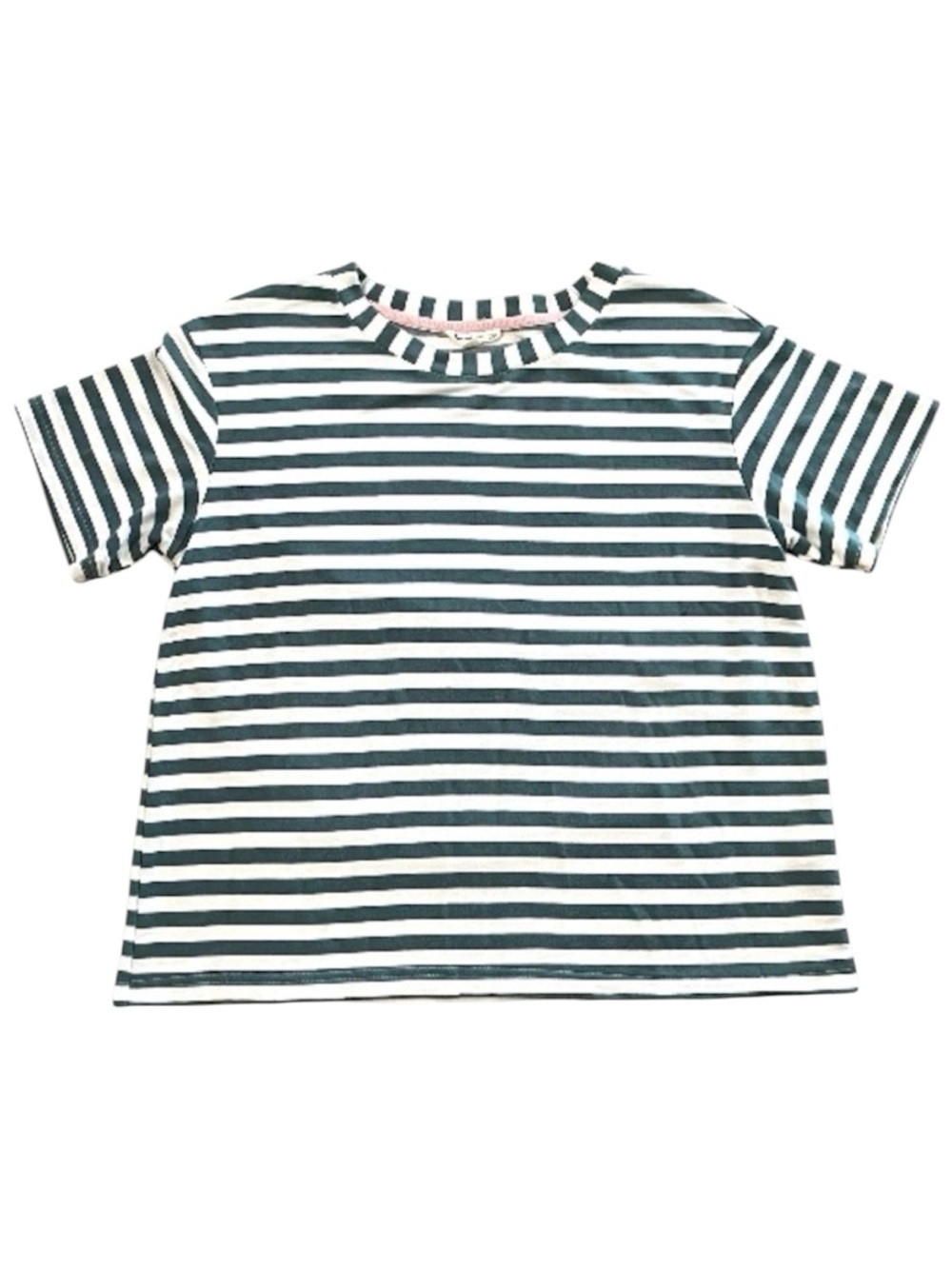 Jane & Delancey Green White Striped Tee Small Casual Coastal Summer Top